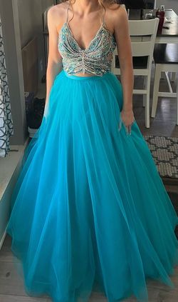 morilee Blue Size 2 Corset Floor Length $300 Custom Ball gown on Queenly