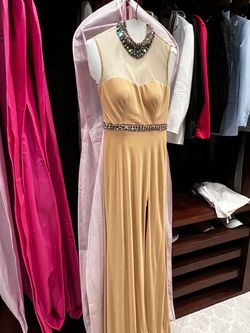 Sherri Hill Nude Size 4 Floor Length Sequin Prom Pageant Side slit Dress on Queenly
