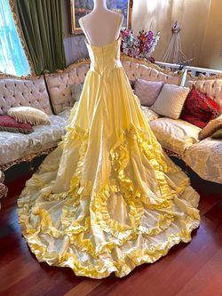 Sherri Hill Yellow Size 10 Military Ruffles A-line Dress on Queenly