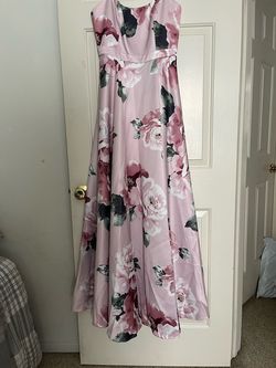 Xscape Pink Size 4 Side Slit Cape Floor Length A-line Dress on Queenly