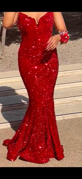 Portia and Scarlett Red Size 8 Floor Length Military Mermaid Dress on Queenly