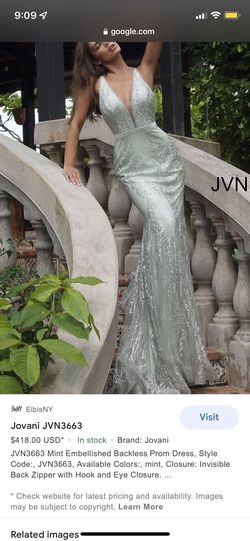 Jovani Silver Size 00 Floor Length Light Green A-line Dress on Queenly