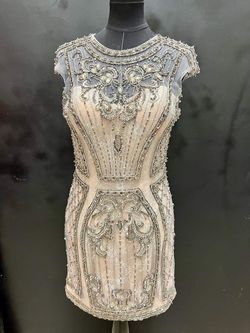 Vienna Nude Size 12 Jewelled Mini Cocktail Dress on Queenly