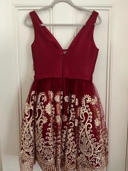 Jovani Red Size 4 Maroon Black Tie Cocktail Dress on Queenly