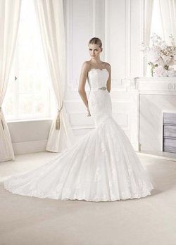 Style EVANTHE La Sposa White Size 10 Pageant Floor Length Wedding Mermaid Dress on Queenly