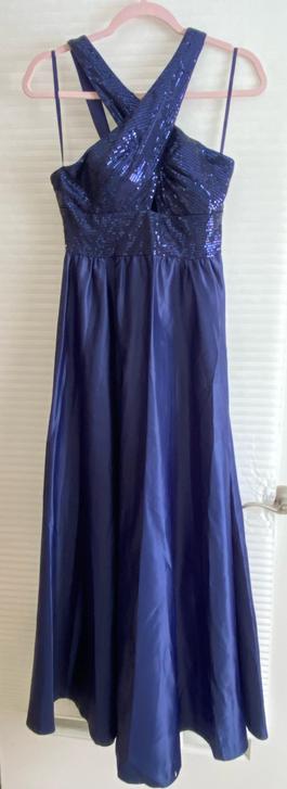 Ever pretty Blue Size 4 Satin Silk Military A-line Dress on Queenly