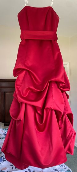 David's Bridal Red Size 12 Belt Plus Size Prom Ball gown on Queenly