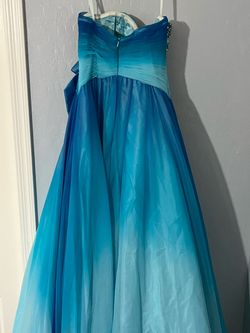 Camille La Vie Blue Size 2 Floor Length Strapless Shiny Ball gown on Queenly