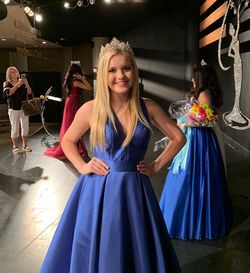 Sherri Hill Blue Size 6 Medium Height Ball gown on Queenly
