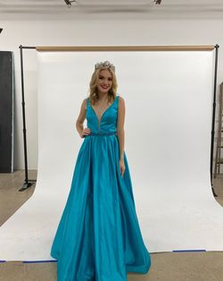 Sherri Hill Blue Size 0 Floor Length Wedding Guest Sequin Prom Ball gown on Queenly
