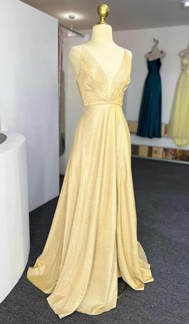 Amelia Coulture Gold Size 4 Floor Length A-line Dress on Queenly