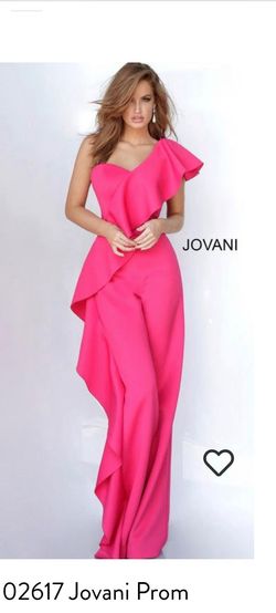 Jovani Pink Size 12 Plus Size Floor Length Jumpsuit Dress on Queenly