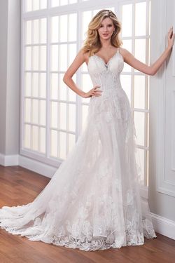 Style 221208 Martin Thornburg White Size 14 Sequin Lace Tall Height A-line Dress on Queenly