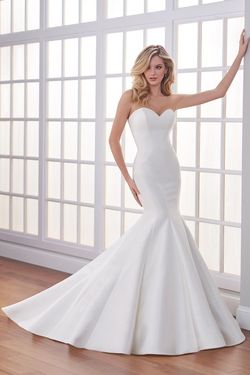 Style 221210 Martin Thornburg White Size 16 Plus Size Lace Tall Height Strapless Mermaid Dress on Queenly