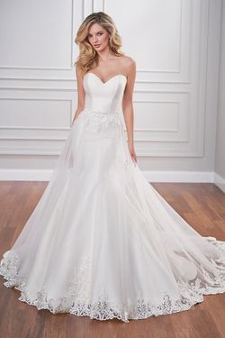 Style 221210 Martin Thornburg White Size 16 Plus Size Lace Tall Height Strapless Mermaid Dress on Queenly