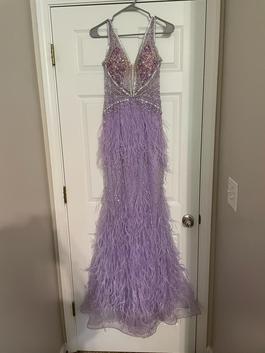 Jovani Purple Size 0 Floor Length Feather Straight Dress on Queenly