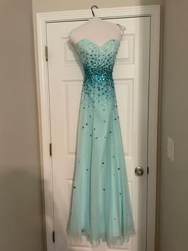MoriLee Blue Size 6 Black Tie Teal Straight Dress on Queenly