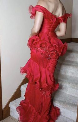 Jovani Red Size 4 Floor Length 70 Off Mermaid Dress on Queenly