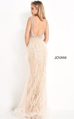 Jovani Nude Size 2 Plunge Floor Length Straight Dress on Queenly