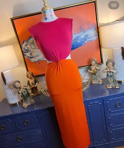 Canary Designs Orange Size 8 Black Tie Midi Floor Length Cocktail Dress on Queenly