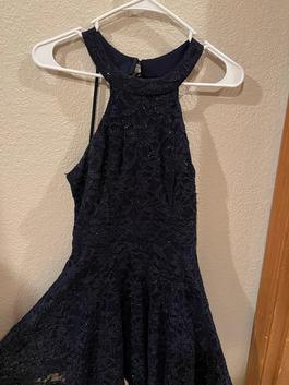 Macys Blue Size 8 Prom Military A-line Dress on Queenly