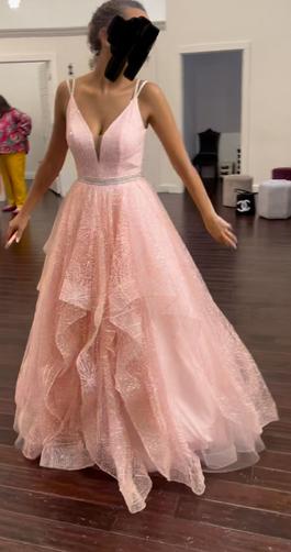 Johnathan Kayne Pink Size 4 Pageant Jewelled Coral Spaghetti Strap Ball gown on Queenly