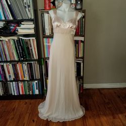 BCBG Nude Size 10 Vintage Velvet Silk Jewelled A-line Dress on Queenly