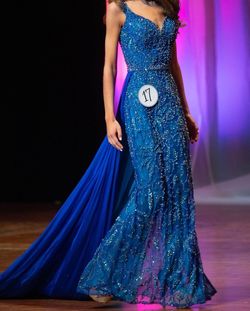 Jovani Blue Size 00 Floor Length 50 Off Pageant 70 Off Straight Dress on Queenly