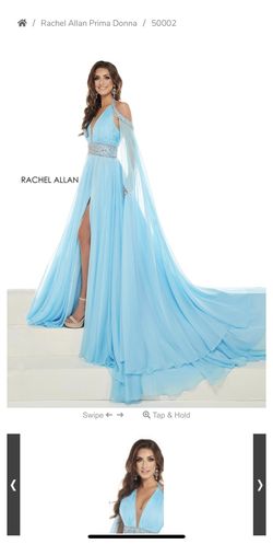 Style 50002 Rachel Allan Blue Size 8 Black Tie Floor Length A-line Dress on Queenly