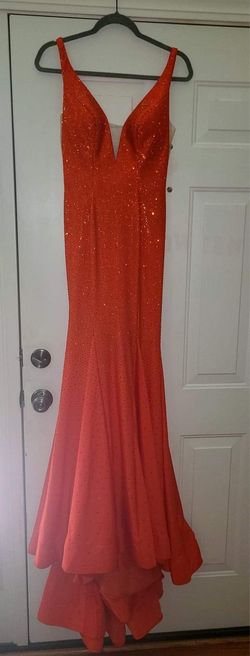 Style 54156 Sherri Hill Orange Size 2 Floor Length A-line Dress on Queenly