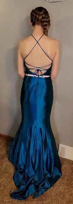 Madison James Blue Size 0 50 Off Corset Belt Mermaid Dress on Queenly