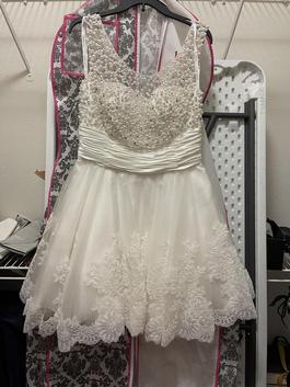 Sherri Hill White Size 14 Midi Homecoming Bridal Shower Lace Cocktail Dress on Queenly