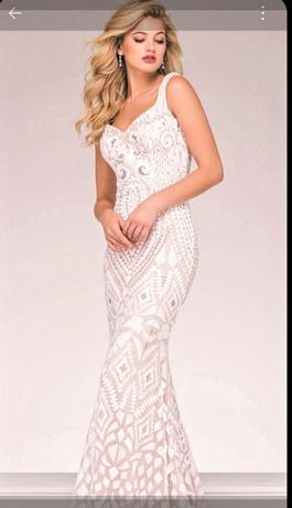 Jovani White Size 8 Pageant 50 Off Jewelled Mermaid Dress on Queenly