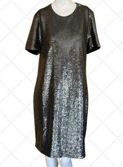 Lauren by Ralph Lauren  Silver Size 10 Euphoria Black Tie Floor Length Sequin Cocktail Dress on Queenly