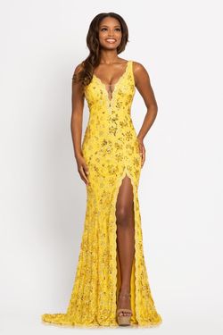 Johnathan Kayne Yellow Size 4 Floor Length Straight Dress on Queenly