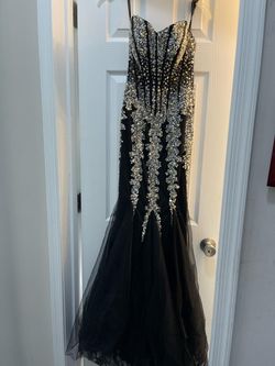 Jovani Black Tie Size 2 $300 Mermaid Dress on Queenly