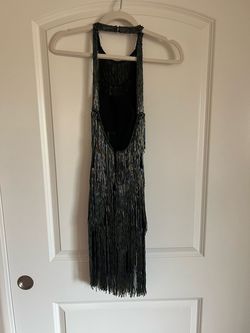 Jovani Multicolor Size 0 Black Tie Fringe Cocktail Dress on Queenly