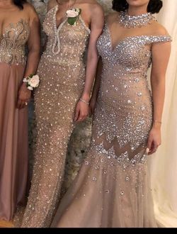 Albina designer Nude Size 2 Pageant 70 Off Shiny Prom Mermaid Dress on Queenly