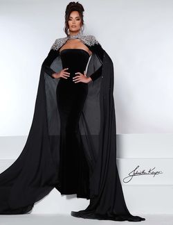 Style 2453 Johnathan Kayne Black Size 8 Floor Length Mermaid Dress on Queenly