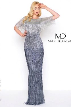 Style 4743 Mac Duggal Silver Size 12 Floor Length High Neck Straight Dress on Queenly