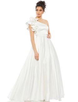 Style Megan Mac Duggal White Size 2 Tall Height Mini Silk Ball gown on Queenly