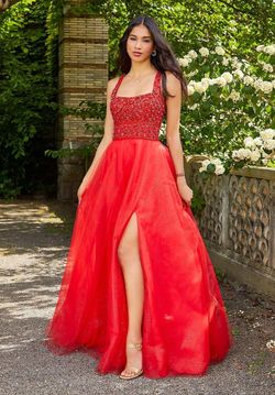 Style Julia MoriLee Red Size 6 A-line Prom Pageant Side slit Dress on Queenly