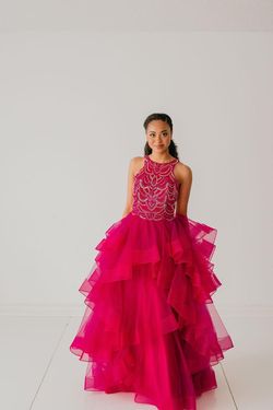 Style 981029 Lucci Lu Pink Size 10 Sequin Beaded Top Jewelled Ball gown on Queenly