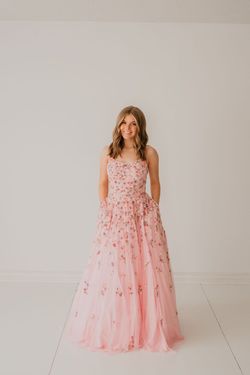 Style Sapphire Paul Rekhi Pink Size 8 Tulle Floor Length Pageant A-line Dress on Queenly