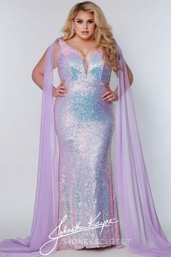 Style Dawn Sydneys Closet Purple Size 12 V Neck Train Black Tie Sequined Mermaid Dress on Queenly