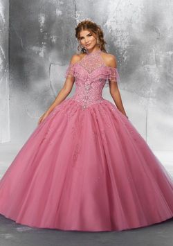 Style Ruby MoriLee Pink Size 0 Sheer Jewelled Ball gown on Queenly
