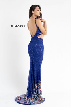 Style Trinity Primavera Blue Size 8 Black Tie Prom Sequin Jewelled Side slit Dress on Queenly