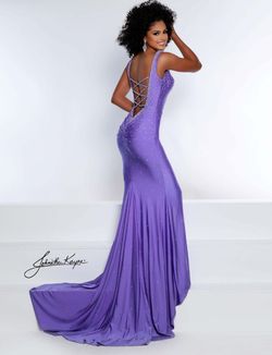 Style Mae Johnathan Kayne Purple Size 2 V Neck Prom Black Tie Train Dress on Queenly