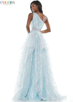 Style Jaycee Colors Light Blue Size 12 Mini One Shoulder Ball gown on Queenly