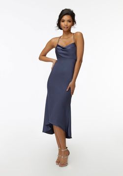 Style Charlee MoriLee Blue Size 8 Midi Silk Cocktail Dress on Queenly